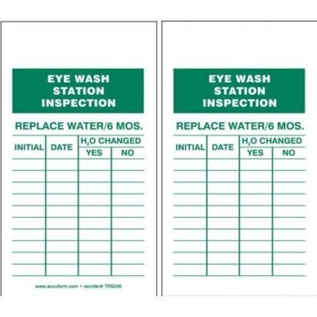 Accuform Eyewash Inspection Tag, EYE WASH STATION INSPECTION Legend, GreenWhite LegendBackground, 534 in TRS245PTM